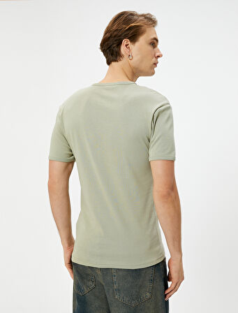 Basic Tişört Slim Fit Bisiklet Yaka Kısa Kollu Pamuklu
