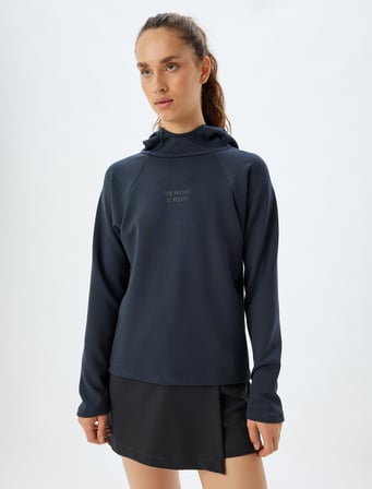 Kapüşonlu Bol Kalıp Slogan Baskılı Modal Karışımlı Spor Sweatshirt