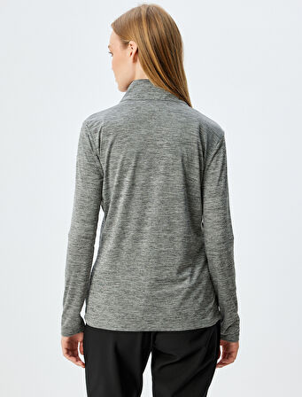 Spor Sweatshirt Yarım Fermuarlı Dik Yaka Slim Fit