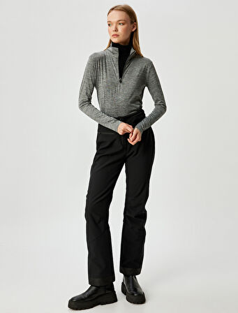 Spor Sweatshirt Yarım Fermuarlı Dik Yaka Slim Fit