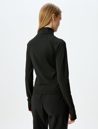 Fermuarlı Dik Yaka Cepli Spor Sweatshirt