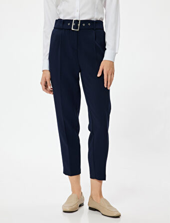 Cepli Yüksek Bel Kemer Detaylı Cigarette Pantolon