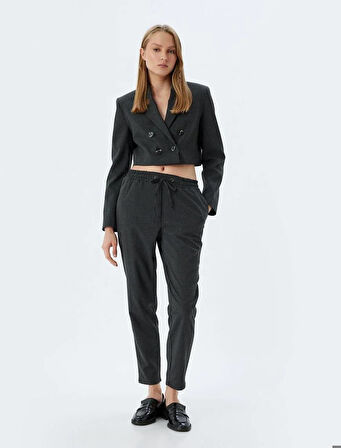 5WAK40005UW Koton Kadın Kanvas Pantolon GRİ