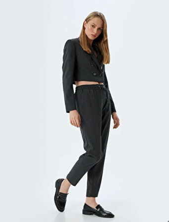 5WAK40005UW Koton Kadın Kanvas Pantolon GRİ