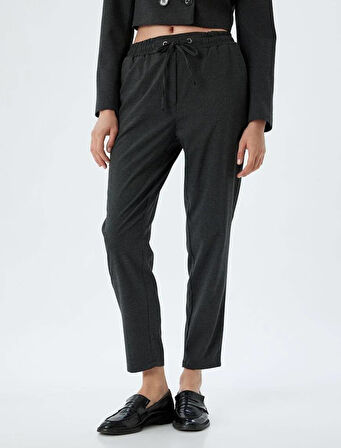 5WAK40005UW Koton Kadın Kanvas Pantolon GRİ