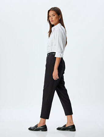 Cigarette Pantolon Yüksek Bel Cepli Kemerli