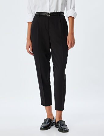 Cigarette Pantolon Yüksek Bel Cepli Kemerli