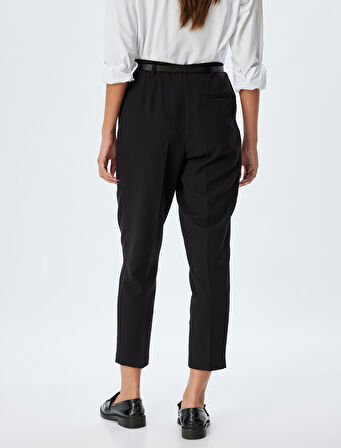 Cigarette Pantolon Yüksek Bel Cepli Kemerli