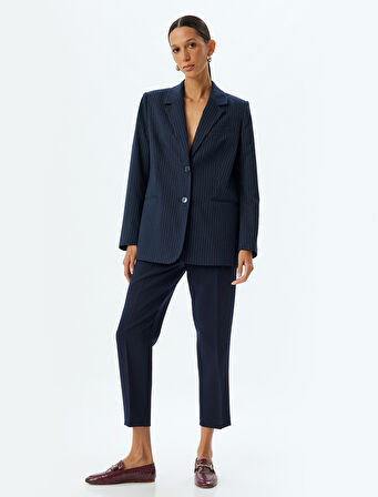 Yüksek Bel Cepli Slim Fit Cigarette Pantolon