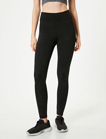Spor Tayt Yüksek Bel Baskılı Skinny Fit İnterlok