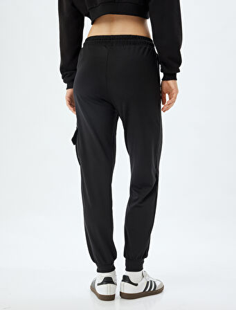 Jogger Eşofman Altı Yüksek Bel Bağcıklı Cep Detaylı Bol Kalıp İnterlok