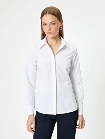 5WAK60021UW Koton Kadın Gömlek KIRIK BEYAZ