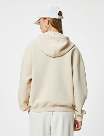 Kapüşonlu Fermuarlı Oversize Sweatshirt Kanguru Cepli