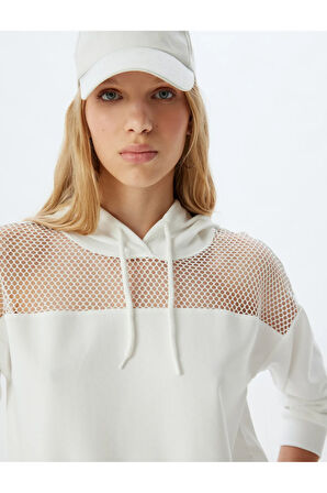 Oversize Sweatshirt Kapüşonlu File Detaylı Uzun Kollu