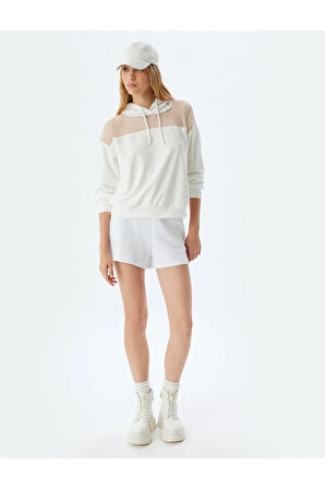 Oversize Sweatshirt Kapüşonlu File Detaylı Uzun Kollu