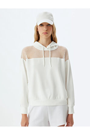 Oversize Sweatshirt Kapüşonlu File Detaylı Uzun Kollu