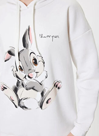 Koton Kapüşon Yaka Ekru Kadın Sweatshırt 5WAL10025IK