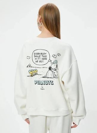 Koton Bisiklet Yaka Ekru Kadın Sweatshırt 5WAL10034IK