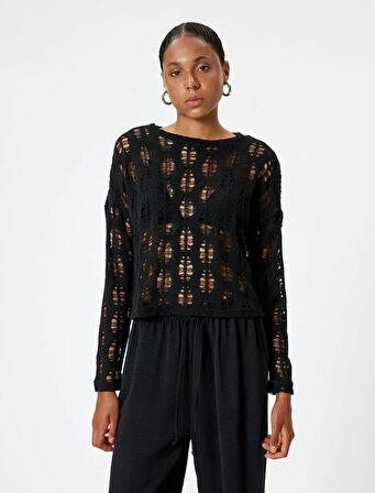 5WAL10043IK Koton Kadın T-shirt SİYAH