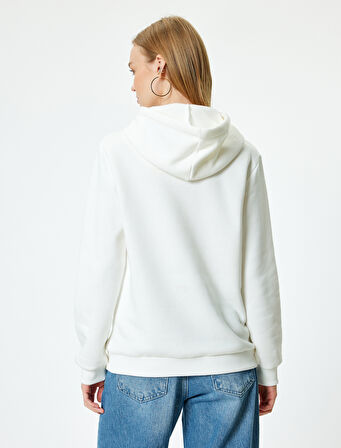 Basic Kapüşonlu Sweatshirt Kanguru Cepli Uzun Kollu