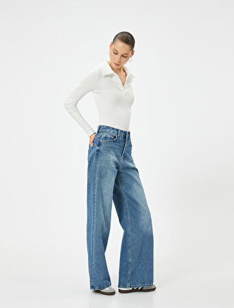 Polo Yaka Tişört Uzun Kollu Düğmeli Kaşkorse Slim Fit Pamuklu