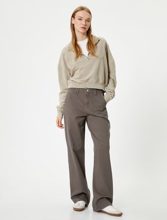 Uzun Düz Paça Yüksek Bel Kot Pantolon Cepli - Nora Longer Straight Jeans