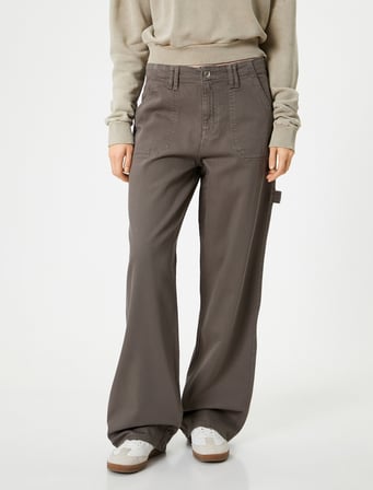 Uzun Düz Paça Yüksek Bel Kot Pantolon Cepli - Nora Longer Straight Jeans