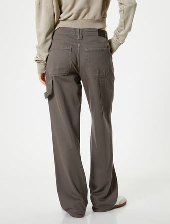 Uzun Düz Paça Yüksek Bel Kot Pantolon Cepli - Nora Longer Straight Jeans