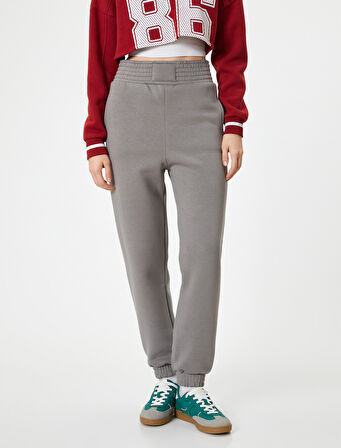 Jogger Eşofman Altı Yüksek Bel Cepli Rahat Kalıp