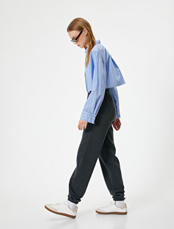 Jogger Eşofman Altı Relax Fit Yıkamalı Beli Lastikli Cepli