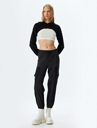 Kargo Jogger Eşofman Altı Cep Detaylı Beli Bağcıklı Şardonlu