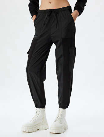 Kargo Jogger Eşofman Altı Cep Detaylı Beli Bağcıklı Şardonlu