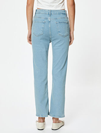 İspanyol Paça Kot Pantolon Crop Slim Fit Standart Bel