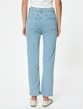 İspanyol Paça Kot Pantolon Crop Slim Fit Standart Bel