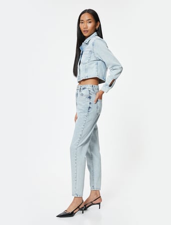 Yüksek Bel Kot Pantolon Crop Düz Paça - Mom Jean