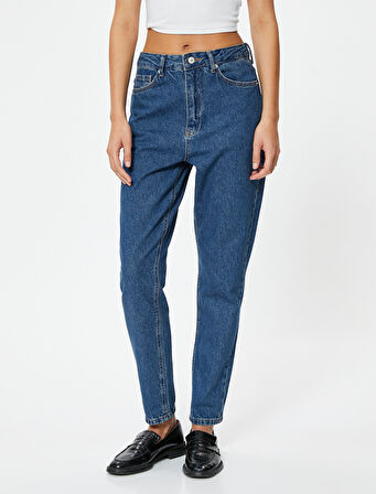 Yüksek Bel Kot Pantolon Crop Düz Paça - Mom Jean