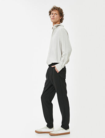 Chino Pantolon Slim Fit Beli Bağcıklı Katlamalı Paça Cep Detaylı
