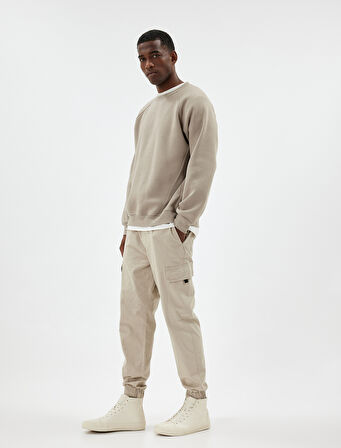 Beli Bağcıklı Pamuklu Kargo Cep Detaylı Jogger Pantolon