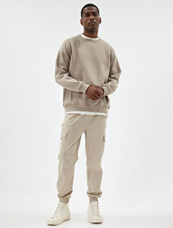 Beli Bağcıklı Pamuklu Kargo Cep Detaylı Jogger Pantolon