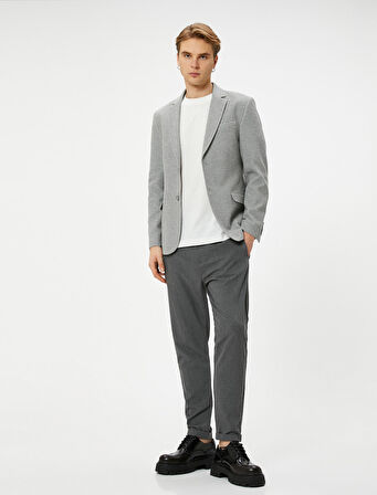 Blazer Ceket Slim Fit Cep Detaylı Düğmeli