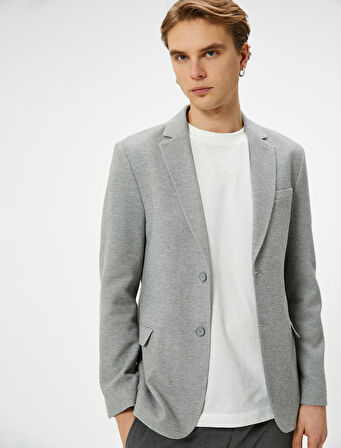 Blazer Ceket Slim Fit Cep Detaylı Düğmeli
