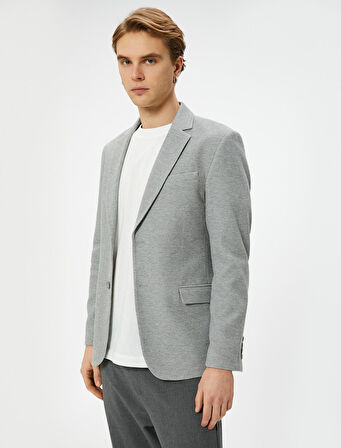 Blazer Ceket Slim Fit Cep Detaylı Düğmeli