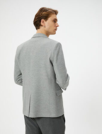 Blazer Ceket Slim Fit Cep Detaylı Düğmeli