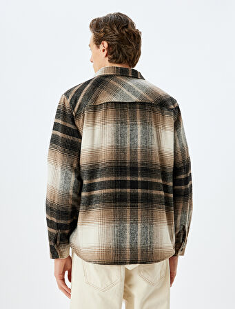 Uzun Kollu Cep Detaylı Kışlık Ekose Desenli Oduncu Gömleği