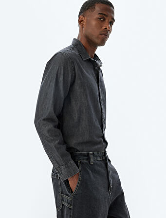 Klasik Gömlek Uzun Kollu Düğmeli Pamuklu