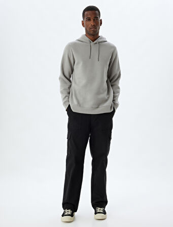 Şardonlu Pamuklu Basic Kapşonlu Sweatshirt
