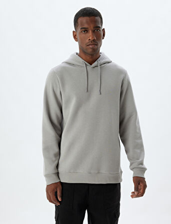 Şardonlu Pamuklu Basic Kapşonlu Sweatshirt