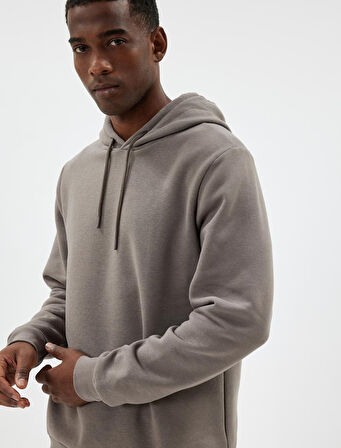 Kapşonlu Sweatshirt Basic Pamuk Karışımlı