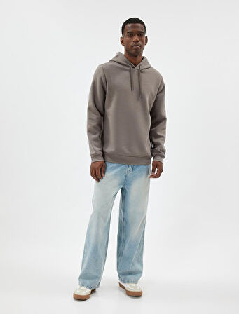 Kapşonlu Sweatshirt Basic Pamuk Karışımlı