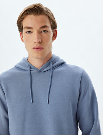 Şardonlu Pamuk Karışımlı Basic Kapşonlu Sweatshirt